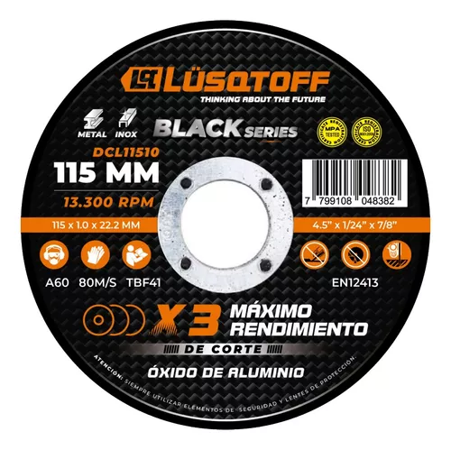 Disco de corte 115 x 1mm Lusqtoff DCL11510