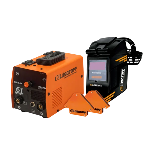 Kit soldadora inverter Flux Dual Lusqtoff SML120-8DK – soldadora, máscara fotosensible, escuadras magnéticas y rollo flux