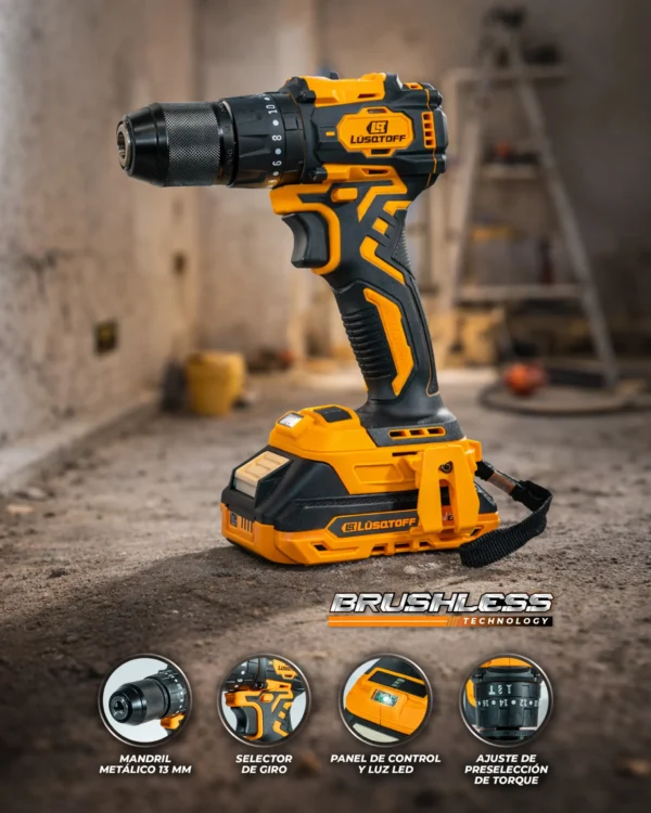 Taladro de Impacto Inalámbrico 18V 13mm Kit Lusqtoff TIL45-8BK - Imagen 2