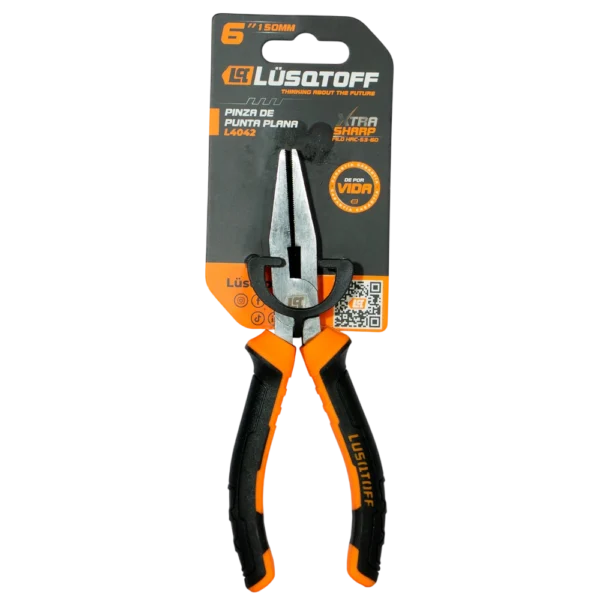 Pinza punta plana Lusqtoff L4042 6 pulgadas 150 mm con mango confort grip y diseño Xtra Sharp