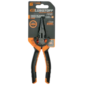 Pinza punta media caña Lusqtoff L4220 6 pulgadas 150 mm PRO con mango confort grip