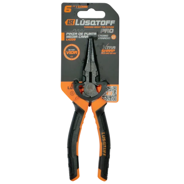 Pinza punta media caña Lusqtoff L4220 6 pulgadas 150 mm PRO con mango confort grip