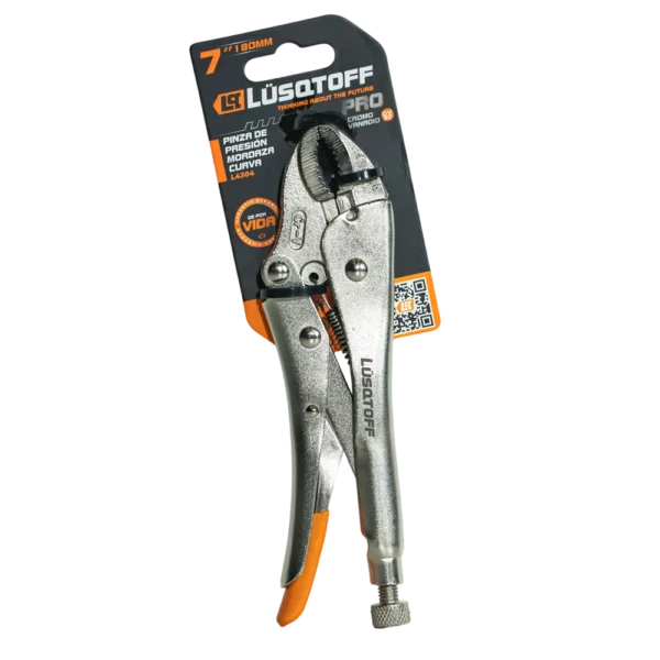 Pinza presión Lusqtoff L4304 7 pulgadas mordaza curva PRO con niquelado anticorrosivo