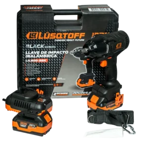 Llave de impacto inalámbrica Lusqtoff LIL800-9BK 750 Nm encastre 1/2 con 2 baterías y cargador