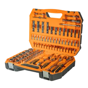 Juego de bocallaves y accesorios Lusqtoff L5735 94 piezas con criques puntas extensiones y encastres 1/4 y 1/2