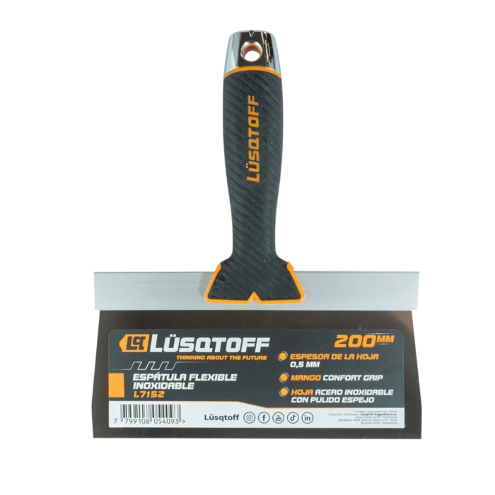 Espátula flexible inoxidable Lusqtoff L7152 de 200 mm con mango confort grip