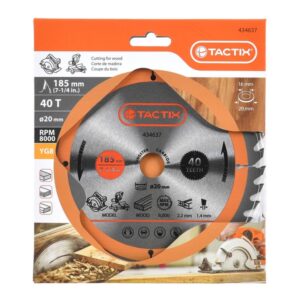 Disco de sierra circular para madera 185x20mm 40 dientes Tactix 434637